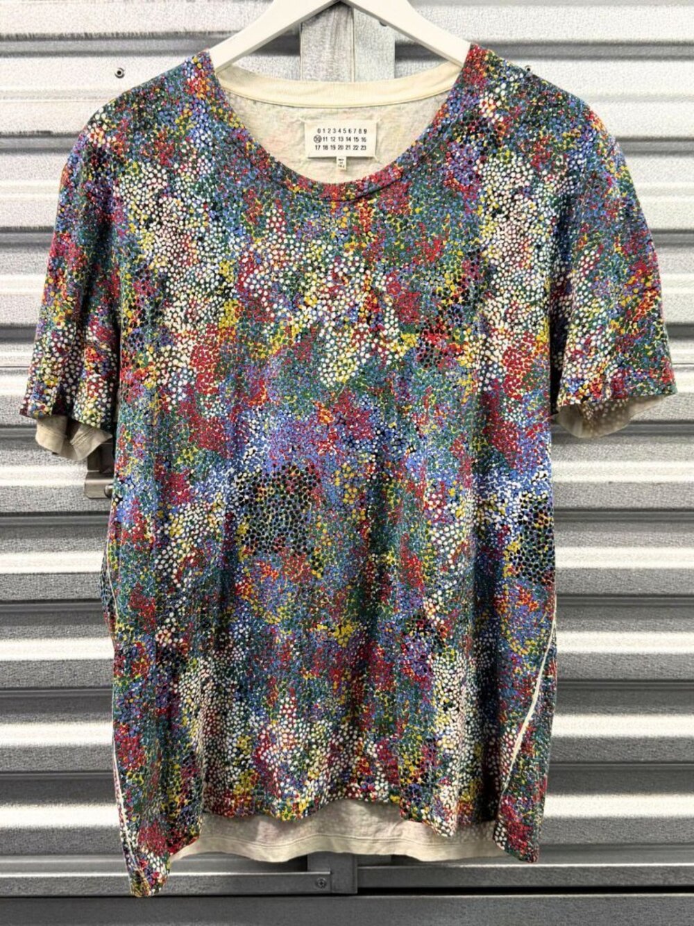 MAISON MARTIN MARGIELA Multicolor Micro Dot Printed T-Shirt Sz IT 48 Cotton SS13